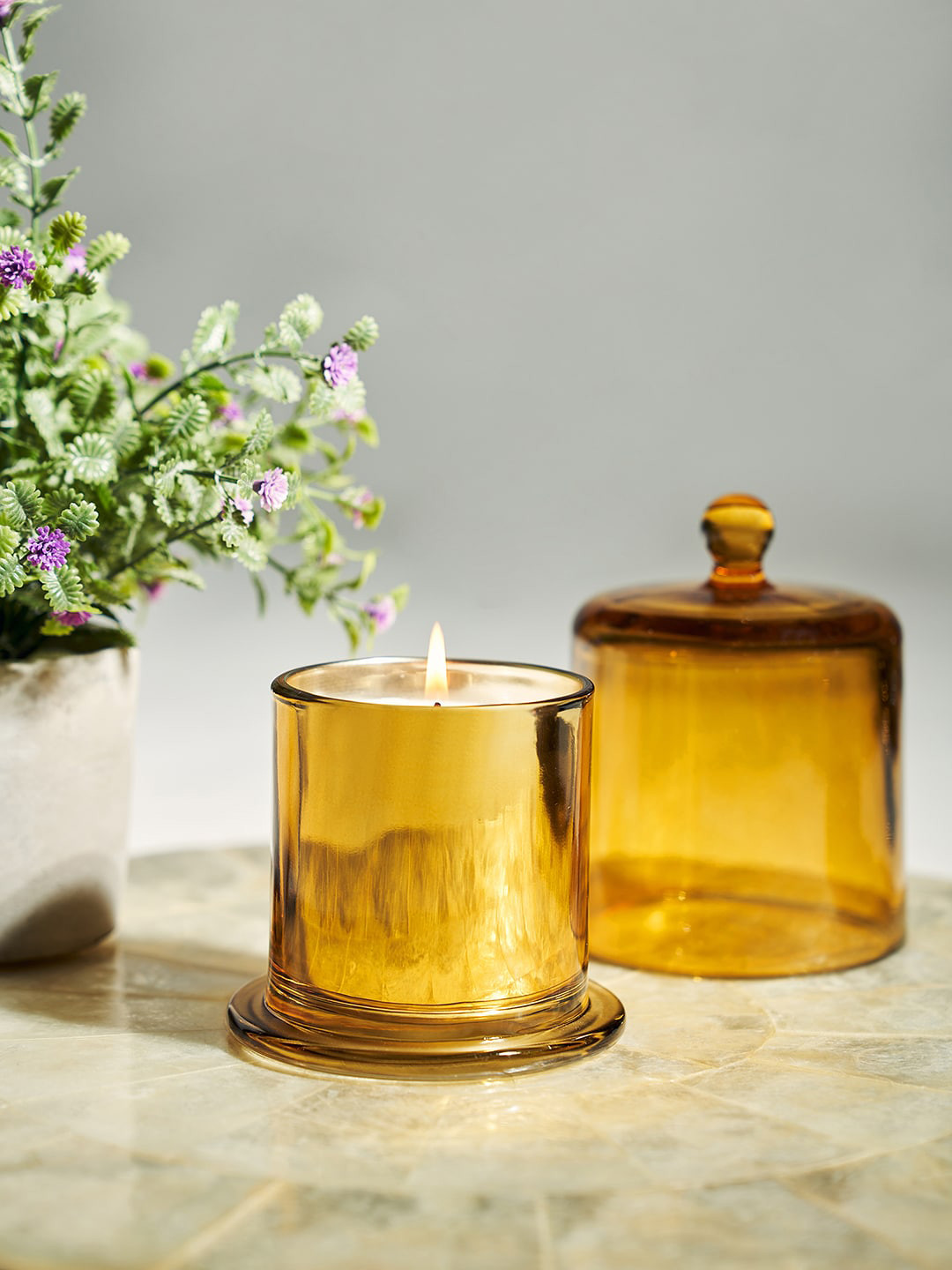 

Pure Home and Living Yellow Bergamot & Rose Leather Bell Jar Candle