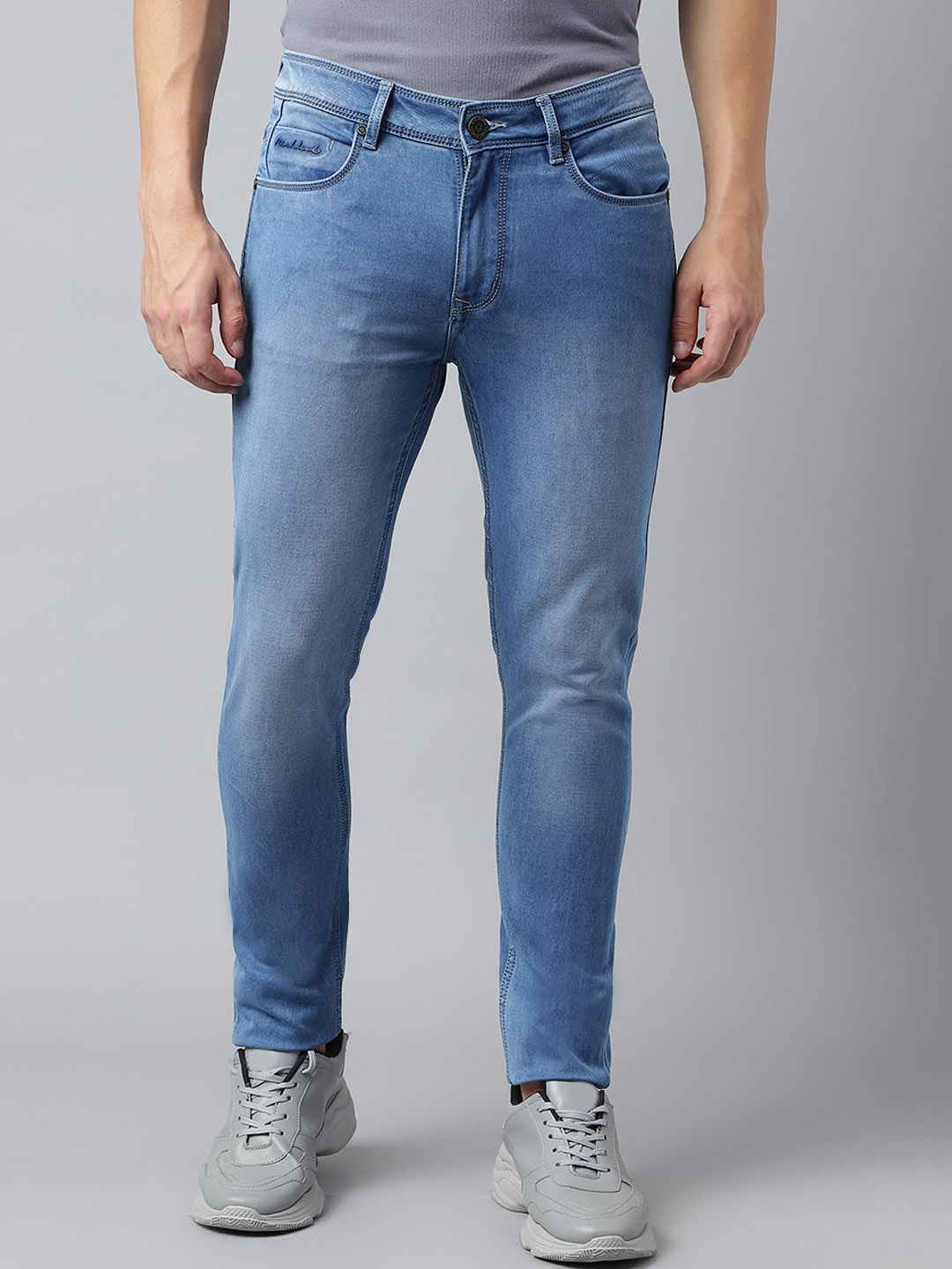 

Richlook Men Slim Fit Mid-Rise Clean Look Heavy Fade Stretchable Jeans, Blue