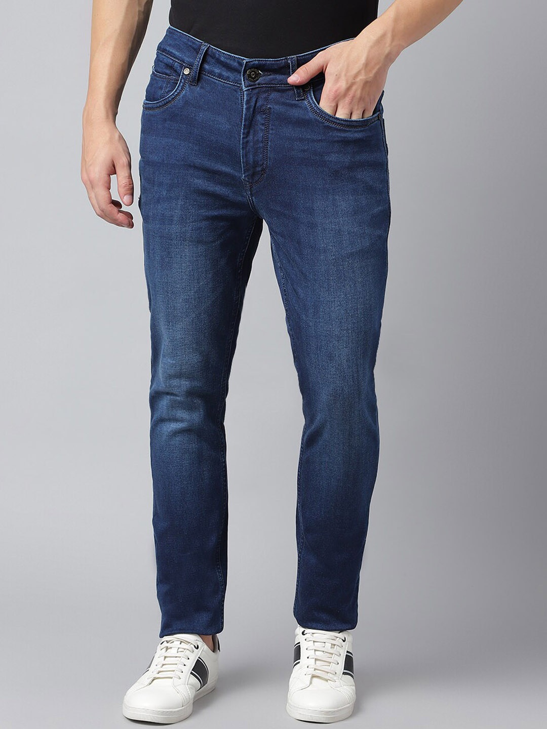 

Richlook Men Slim Fit Light Fade Stretchable Cotton Jeans, Blue