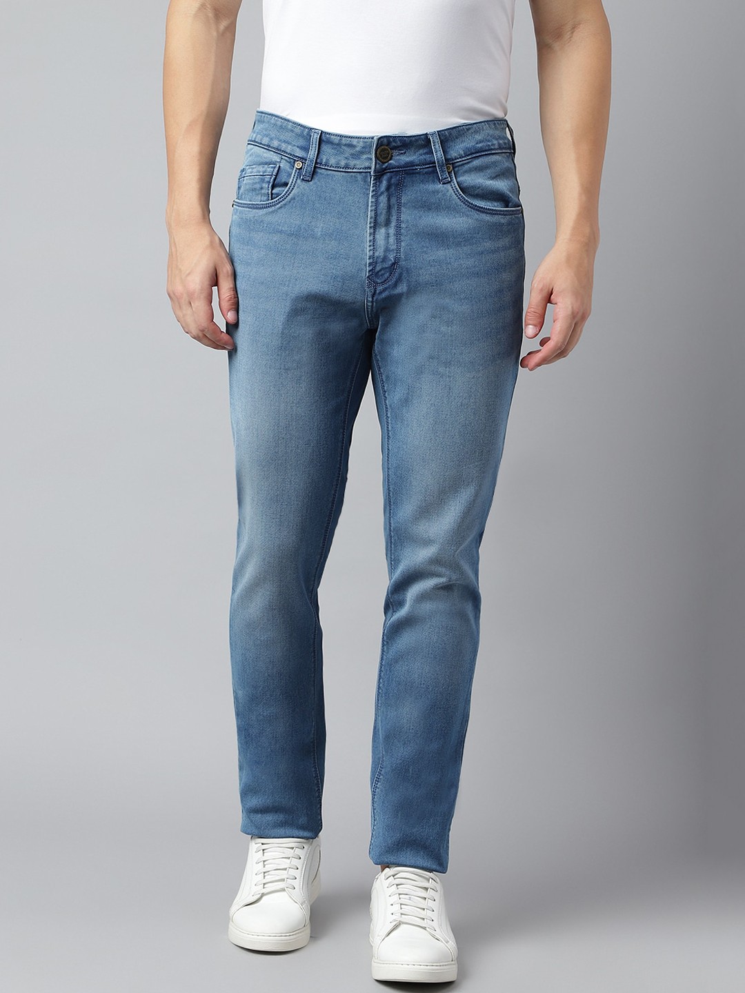 

Richlook Men Slim Fit Light Fade Stretchable Cotton Jeans, Blue