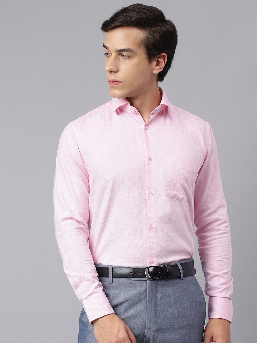 

Richlook Standard Micro Checked Opaque Formal Shirt, Pink