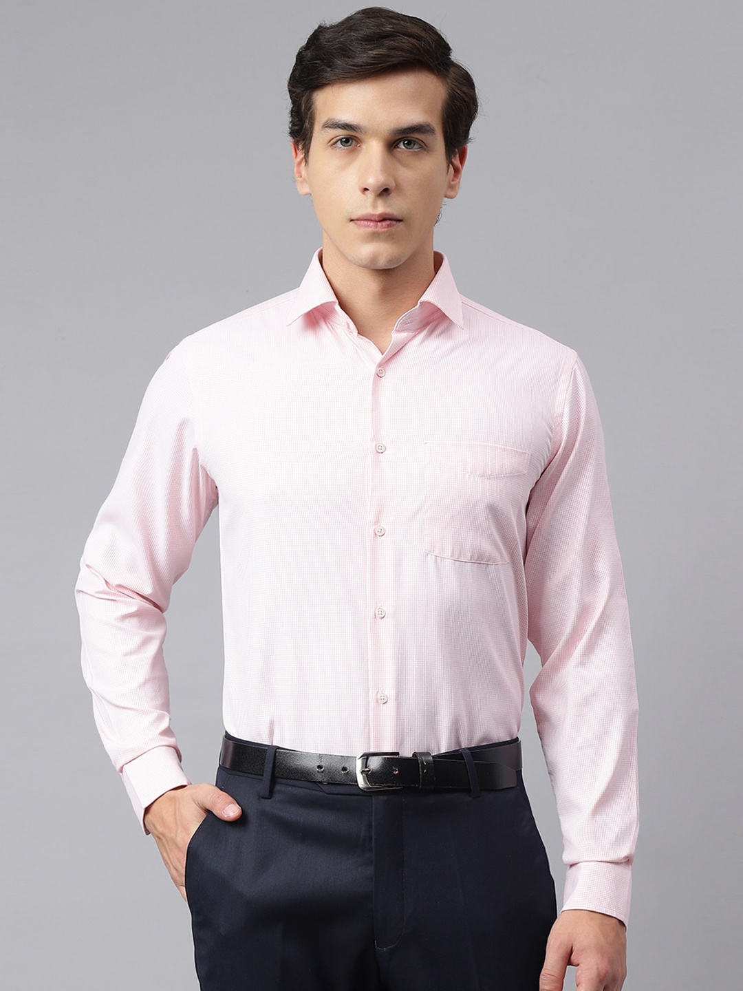 

Richlook Micro Checked Standard Opaque Formal Shirt, Pink