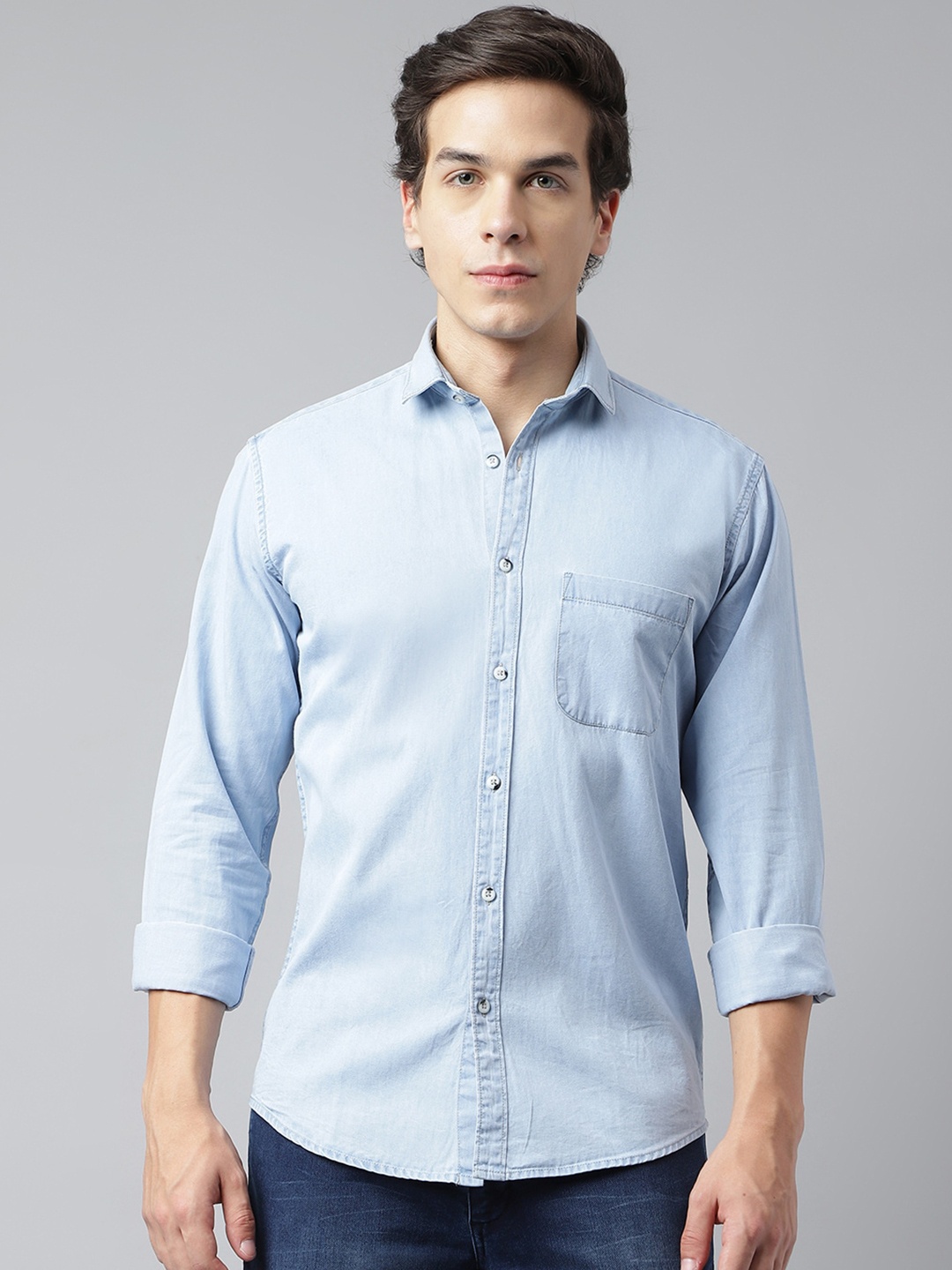 

Richlook Standard Faded Opaque Casual Shirt, Blue