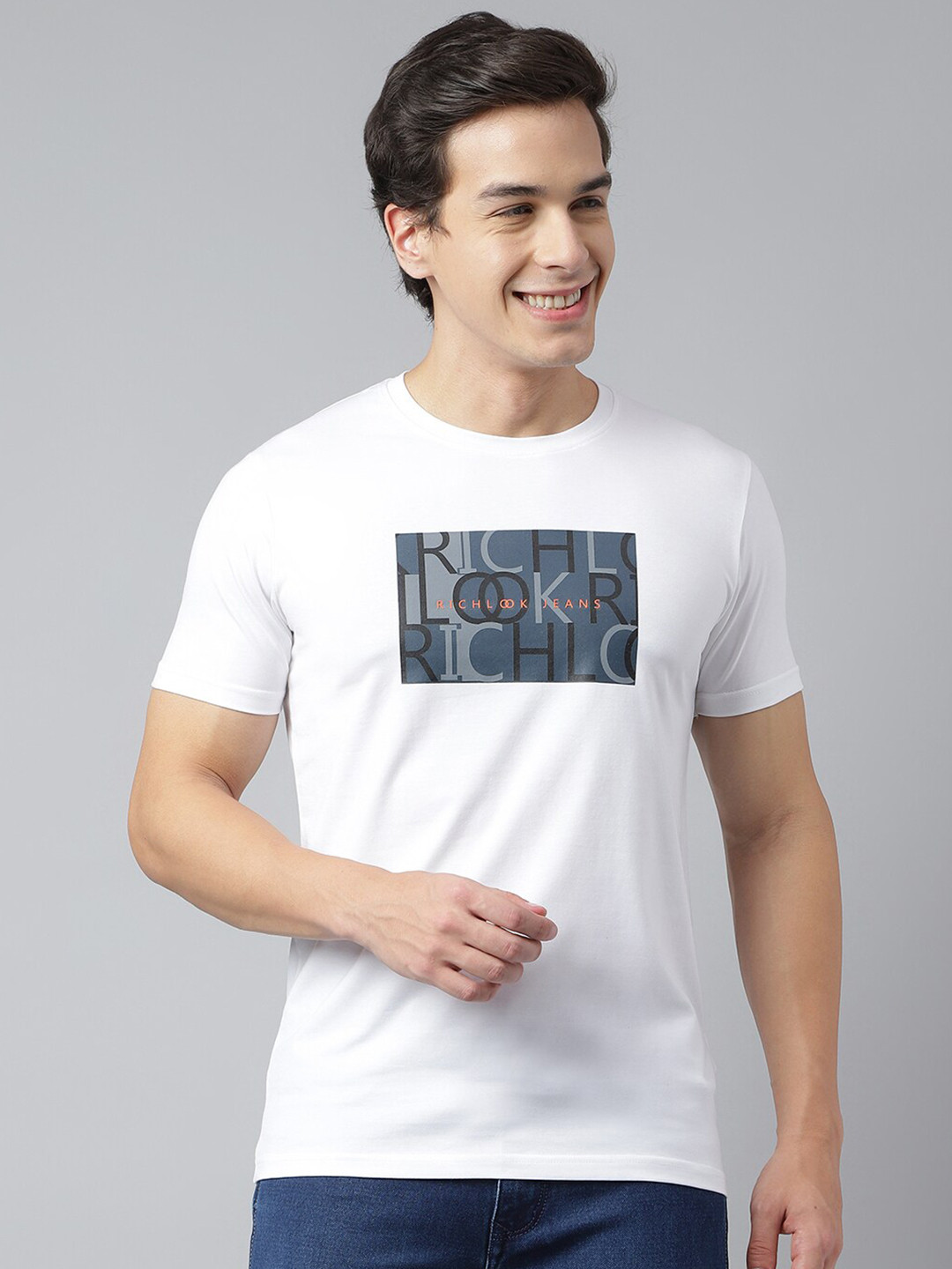 

Richlook Typography Printed Cotton T-Shirt, White