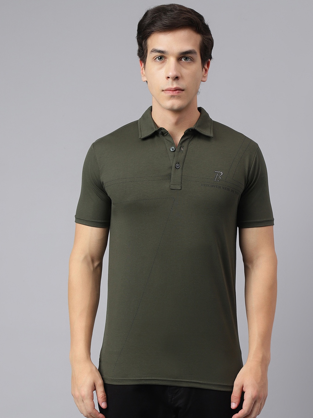 

Richlook Polo Collar Cotton T-Shirt, Green