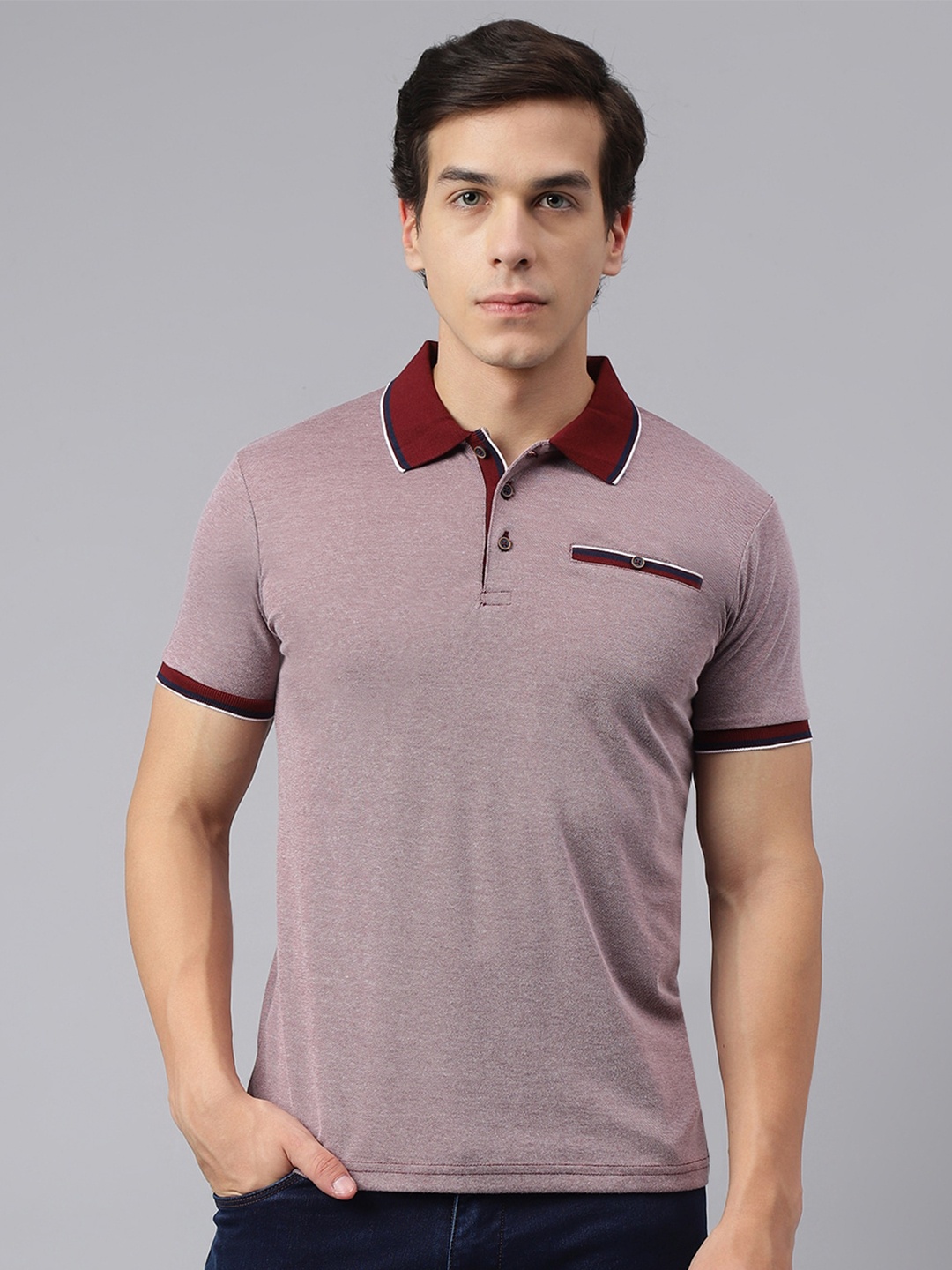 

Richlook Polo Collar Cotton T-shirt, Maroon