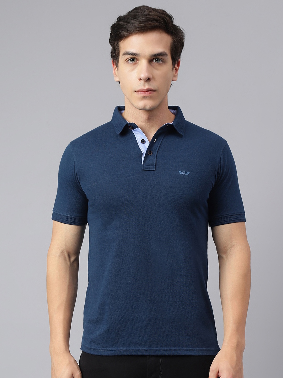 

Richlook Polo Collar Cotton T-shirt, Navy blue