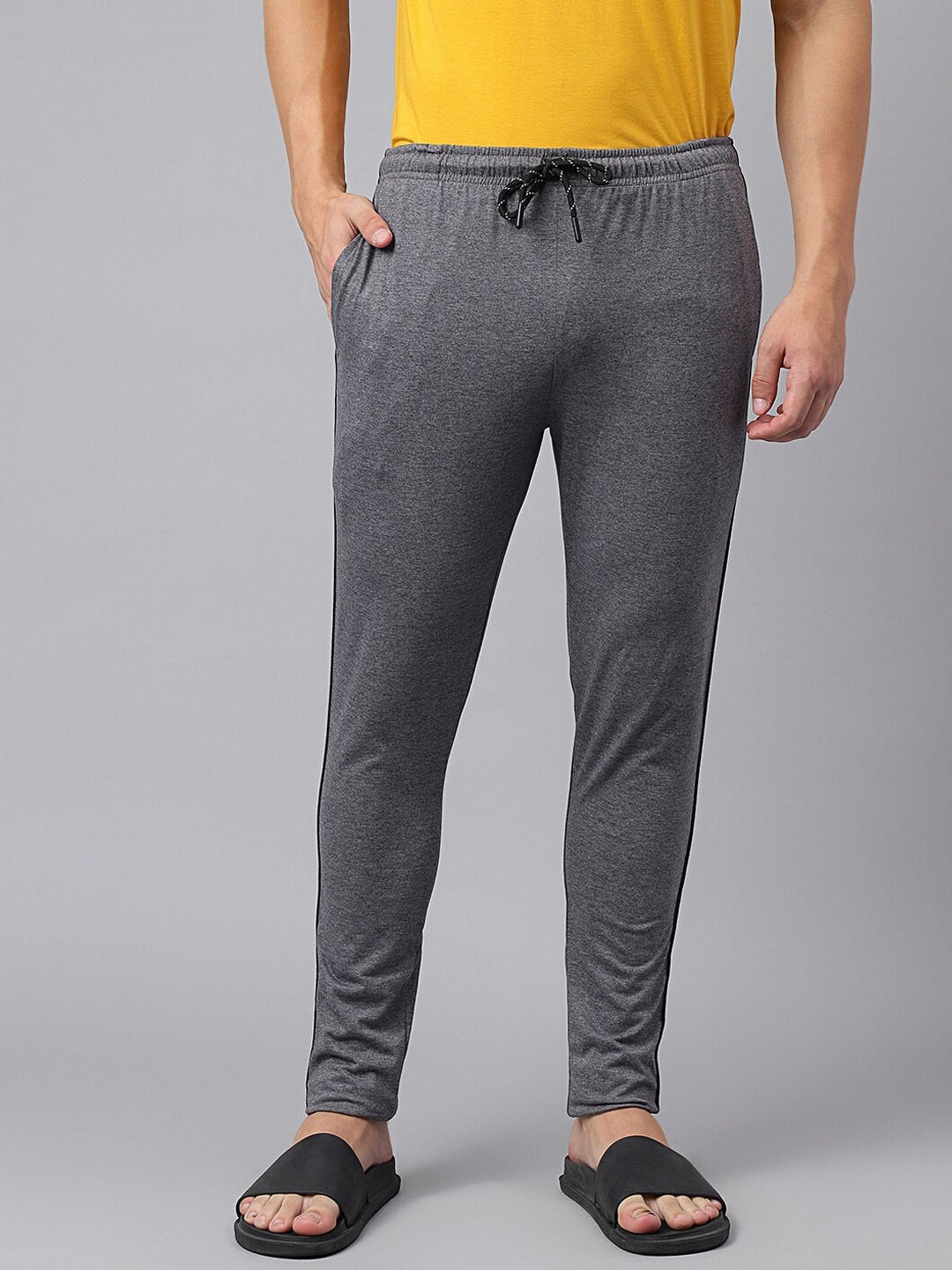 

Richlook Men Mid-Rise Cotton Track Pants, Grey