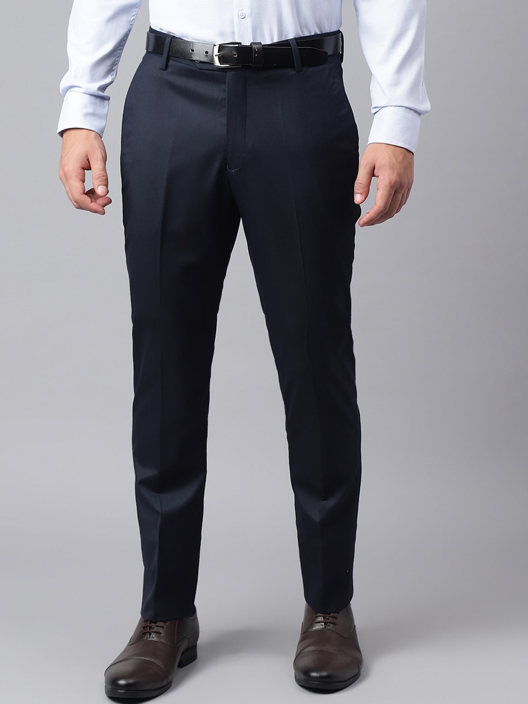 

Richlook Men Smart Straight Fit Formal Trousers, Navy blue