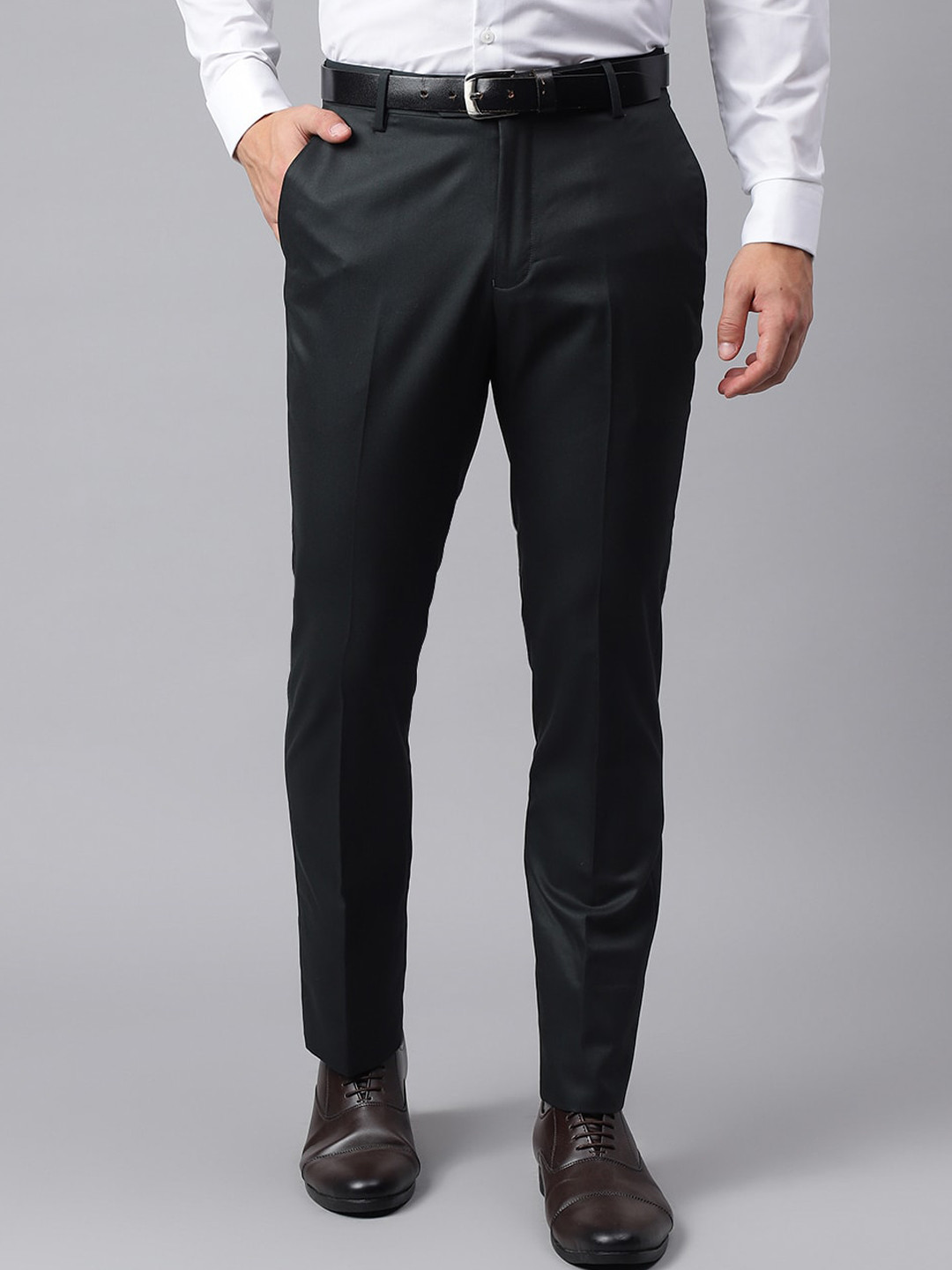 

Richlook Men Smart Straight Fit Formal Trousers, Black