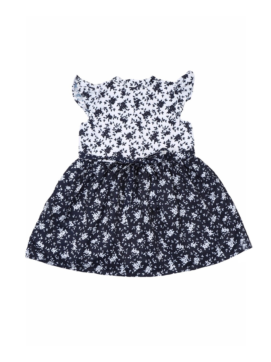 

Doodle Girls Floral Printed Satin Fit & Flare Dress, Navy blue