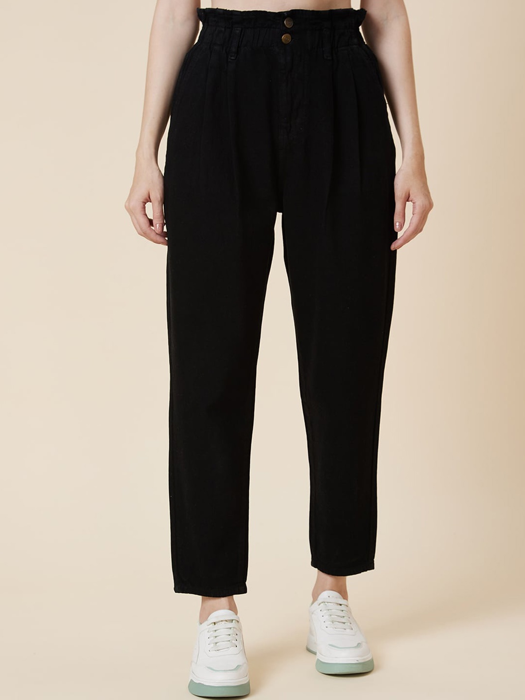 

TARAMA Women Relaxed Fit High-Rise Jeans, Black
