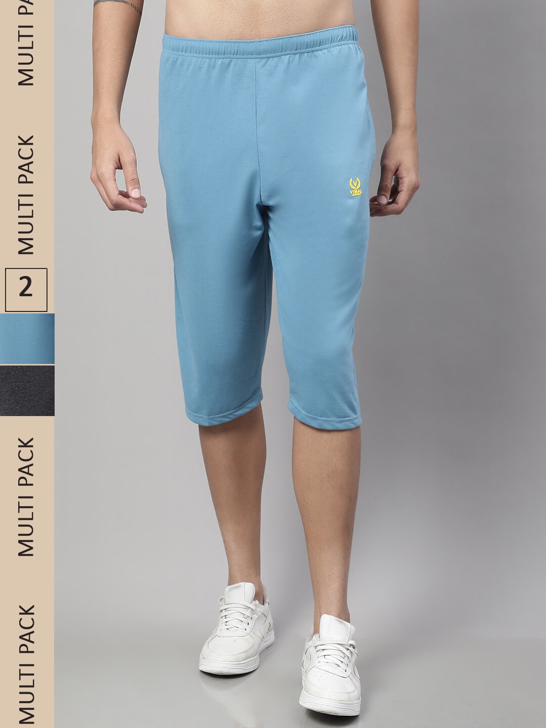 

VIMAL JONNEY Men Pack of 2 Cotton Shorts, Blue