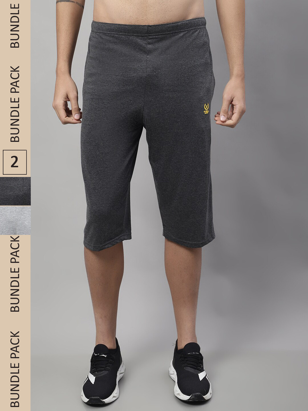 

MACK JONNEY Men Pack of 2 Cotton Sports Shorts, Charcoal