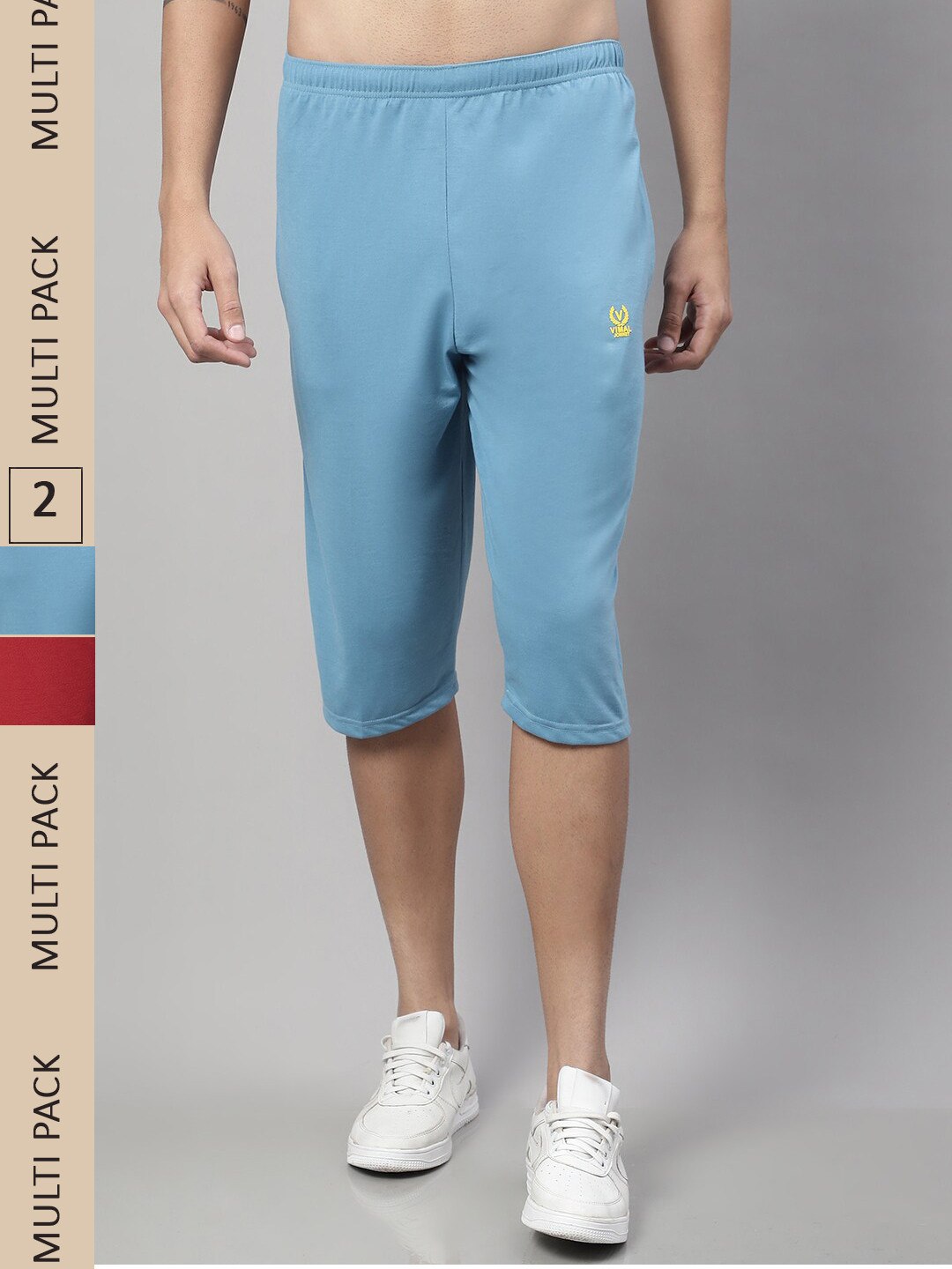 

VIMAL JONNEY Men Pack of 2 Cotton Shorts, Blue