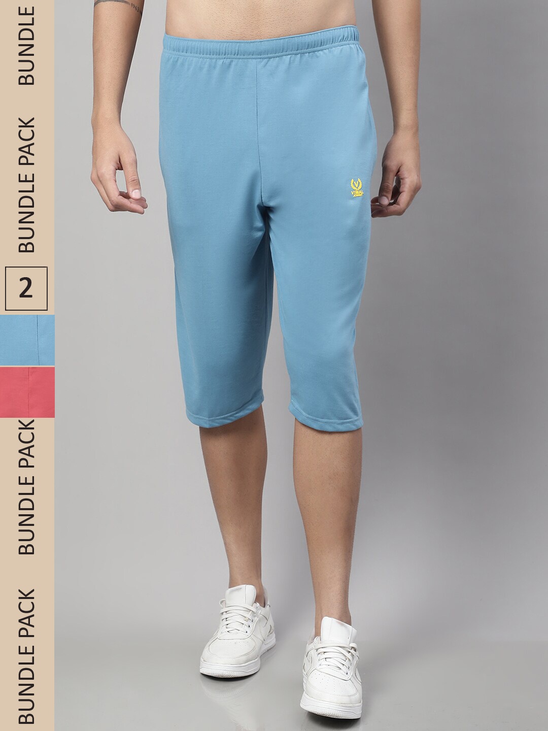

VIMAL JONNEY Men Pack of 2 Cotton Sports Shorts, Blue