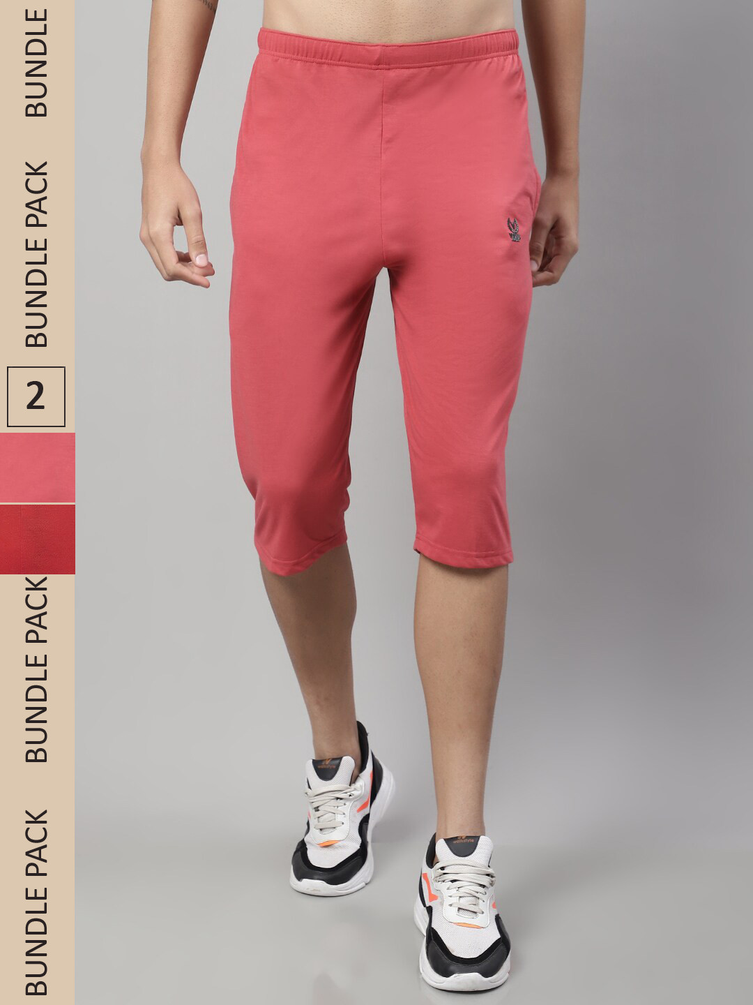 

VIMAL JONNEY Men Pack Of 2 Cotton Sports Shorts, Pink