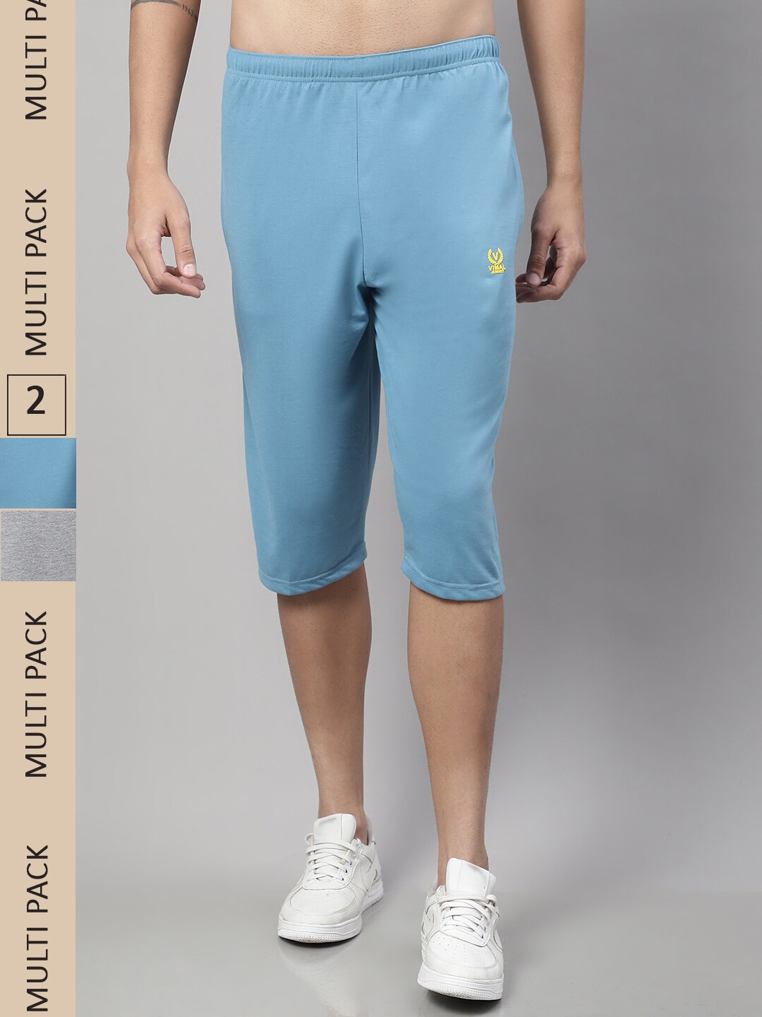 

MACK JONNEY Men Pack of 2 Cotton Sports Shorts, Blue