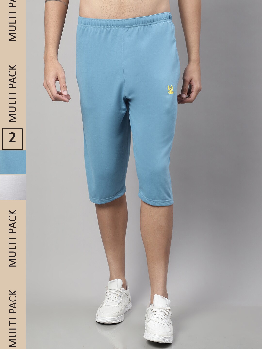 

VIMAL JONNEY Men Pack of 2 Cotton Sports Shorts, Blue