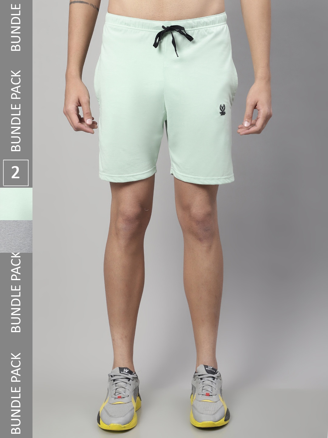 VIMAL JONNEY Pack of 2 Cotton Sports Shorts, Green