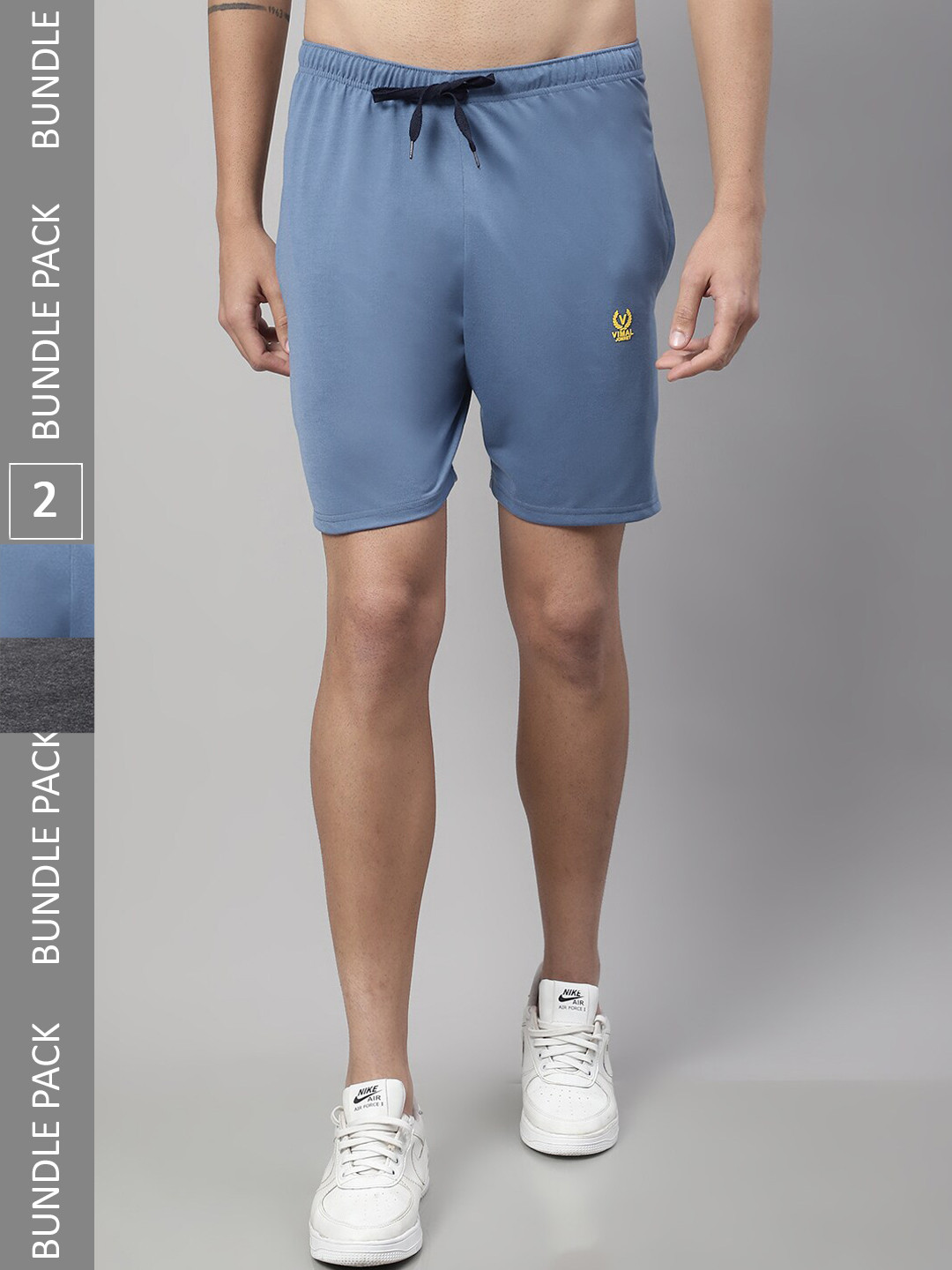 

MACK JONNEY Men Pack Of 2 Cotton Sports Shorts, Blue