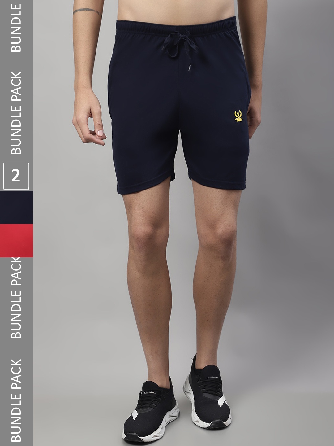 

VIMAL JONNEY Men Pack Of 2 Cotton Sports Shorts, Navy blue