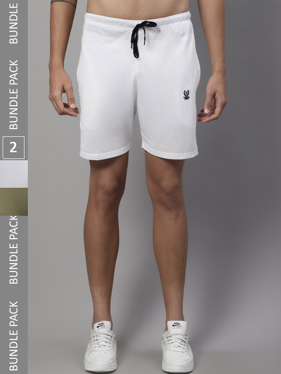 

MACK JONNEY Men Pack Of 2 Mid-Rise Knitted Cotton Sports Shorts, White