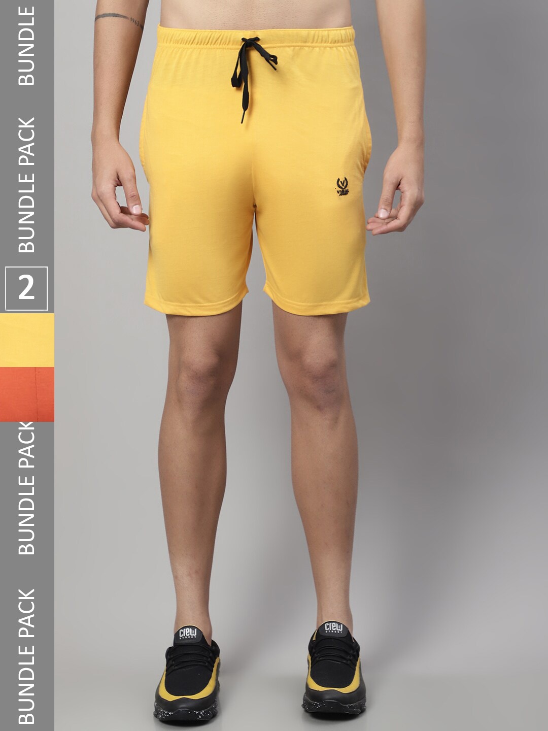 

MACK JONNEY Men Pack of 2 Cotton Sports Shorts, Yellow