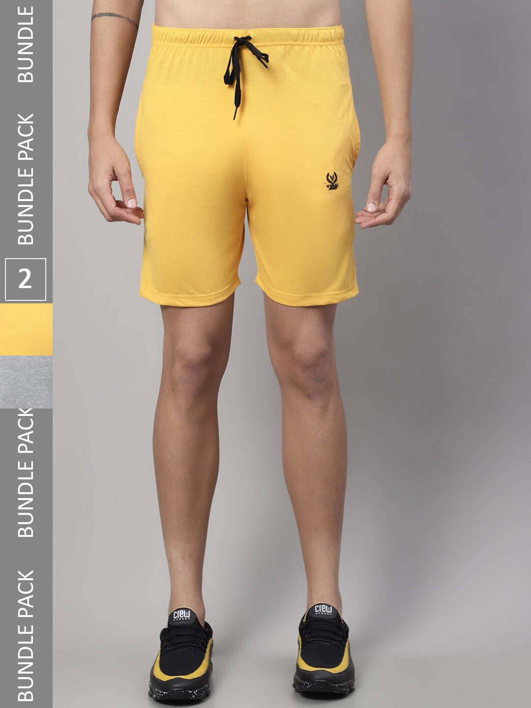 

VIMAL JONNEY Pack of 2 Cotton Sports Shorts, Yellow