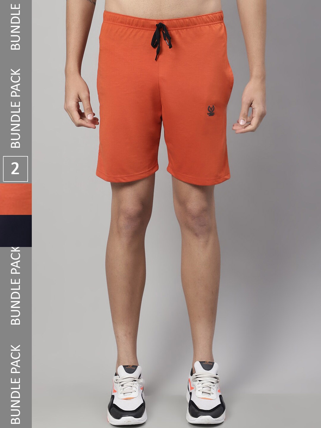 

MACK JONNEY Men Pack Of 2 Cotton Sports Shorts, Orange