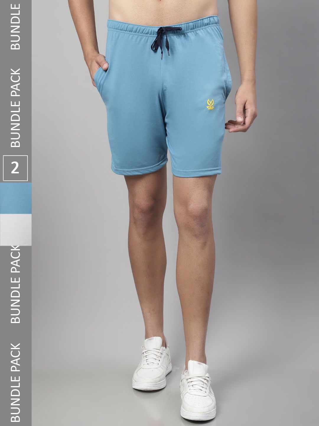 

VIMAL JONNEY Men Pack Of 2 Mid-Rise Casual Cotton Shorts, Blue