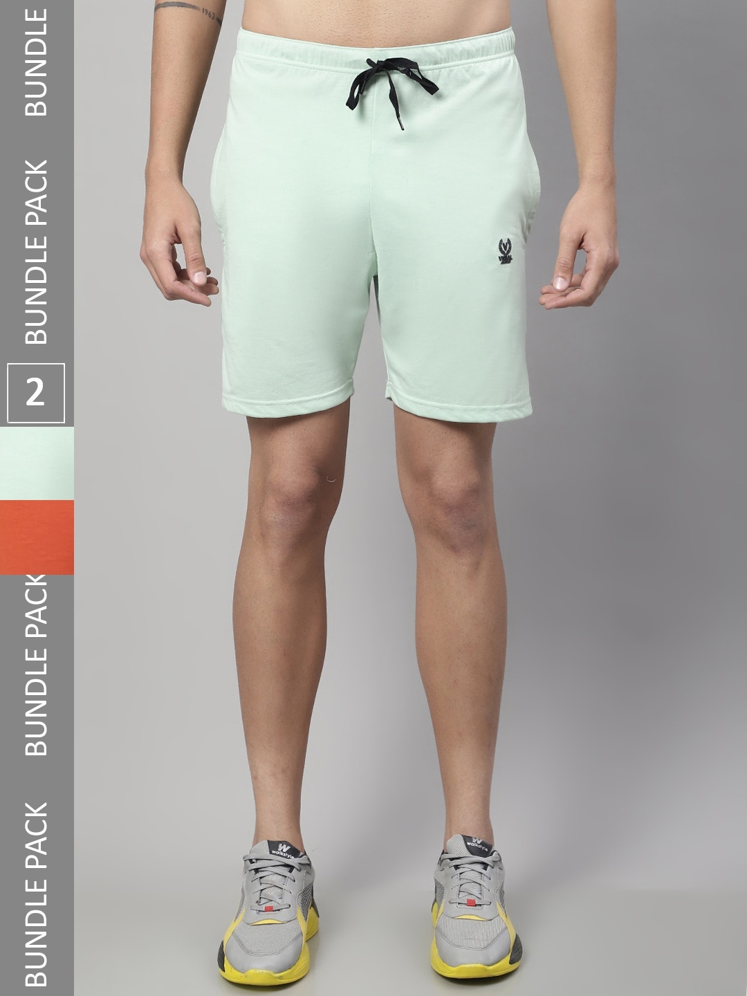 

MACK JONNEY Men Pack Of 2 Cotton Shorts, Green