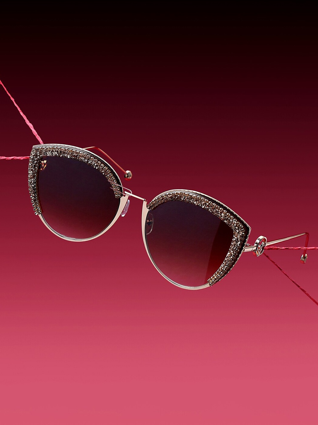 

HAUTE SAUCE by Campus Sutra Women Cateye Sunglasses With UV Protected Lens, Gold