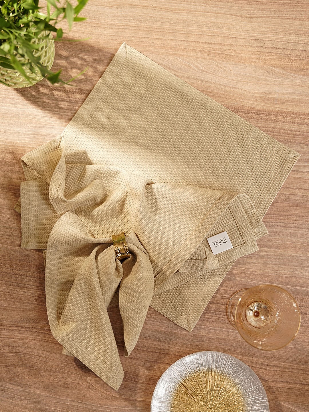 

Pure Home and Living Beige 4-Pieces Cotton Table Napkins