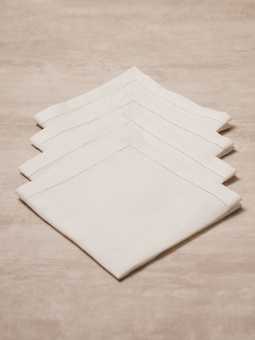 

Pure Home and Living Off White 4 Pieces Linen Table Napkins