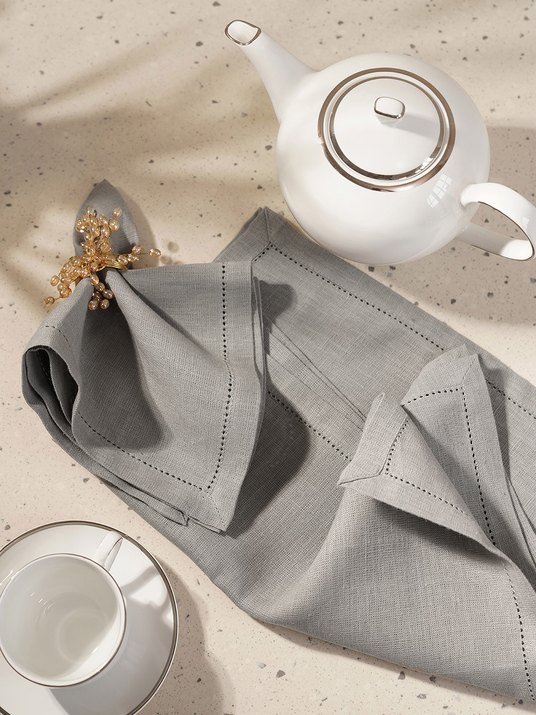 

Pure Home and Living Grey 4 Pieces Linen Table Napkins