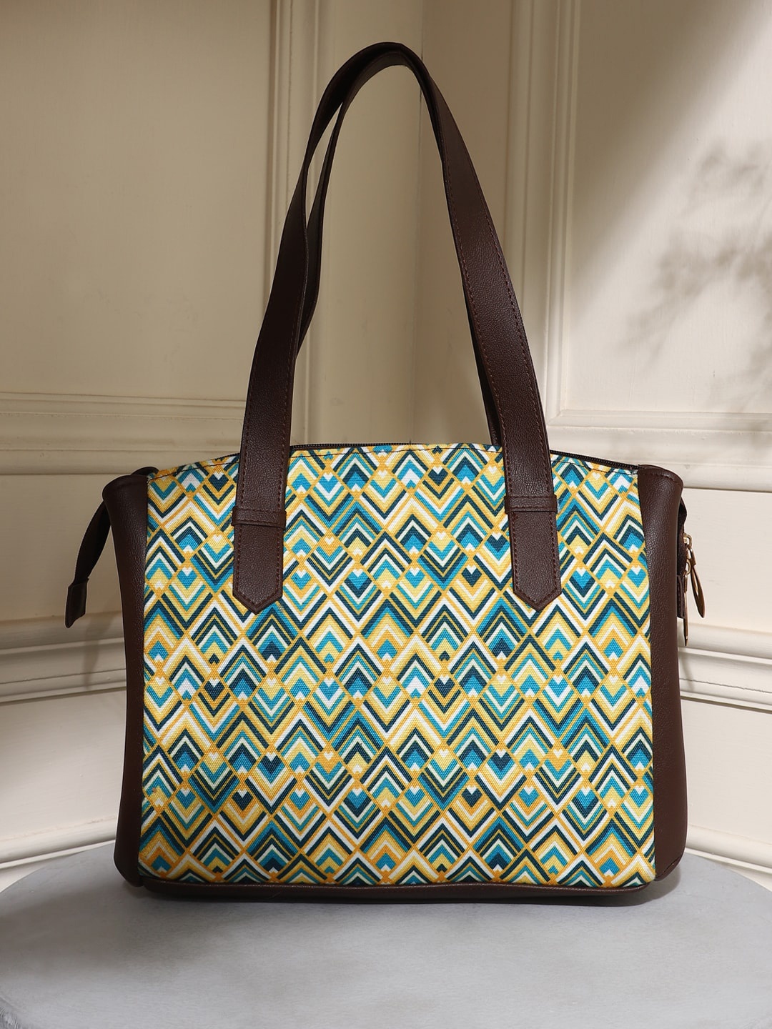 

DEEBACO Printed Structured Shoulder Bag, Brown