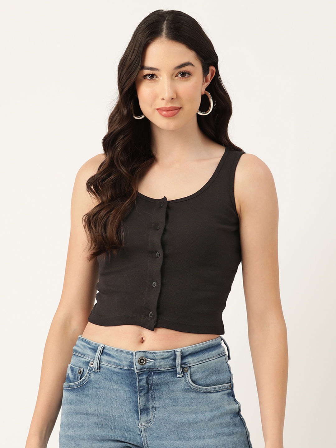 

FEMEA Cotton Tank Crop Top, Black