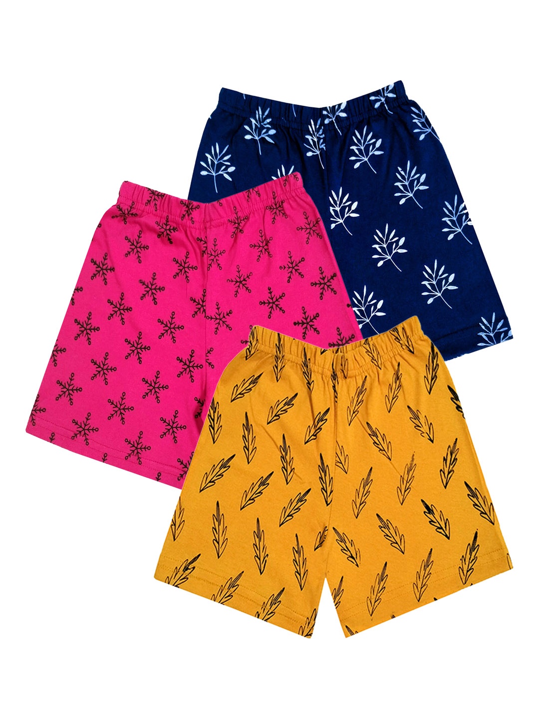 

IndiWeaves Girls Pack Of 3 Printed High-Rise Casual Cotton Shorts, Pink