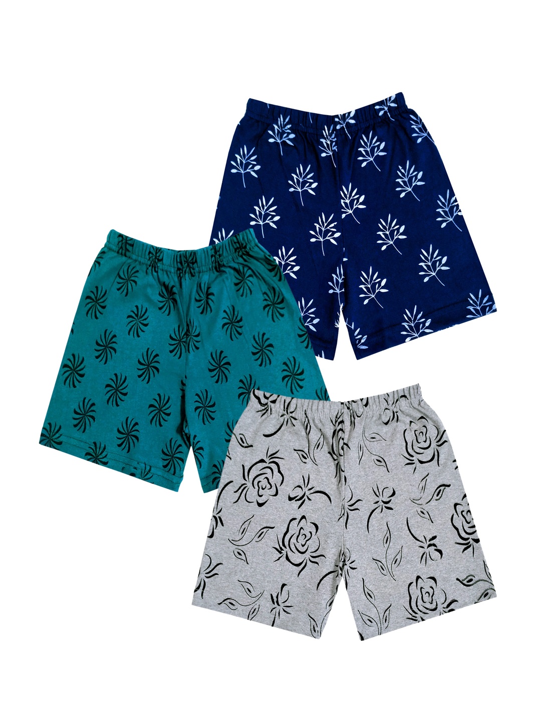 

IndiWeaves Girls Pack of 3 Printed Shorts, Blue