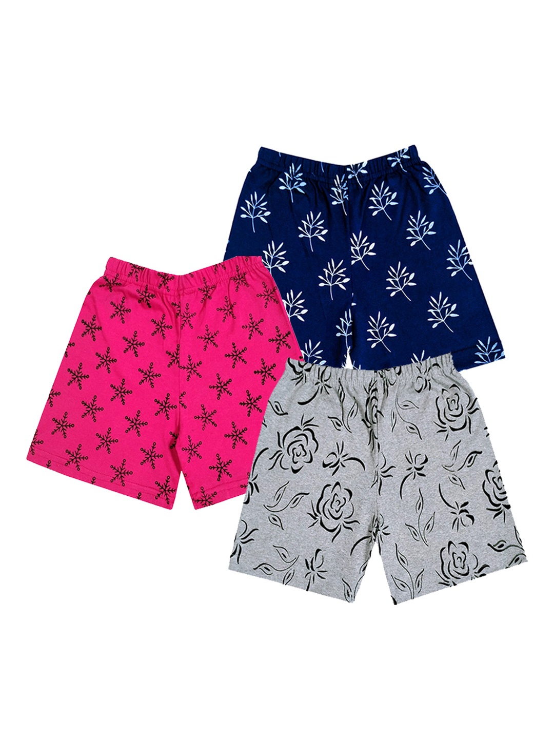 

IndiWeaves Girls Pack Of 3 Conversational Printed High-Rise Shorts, Pink