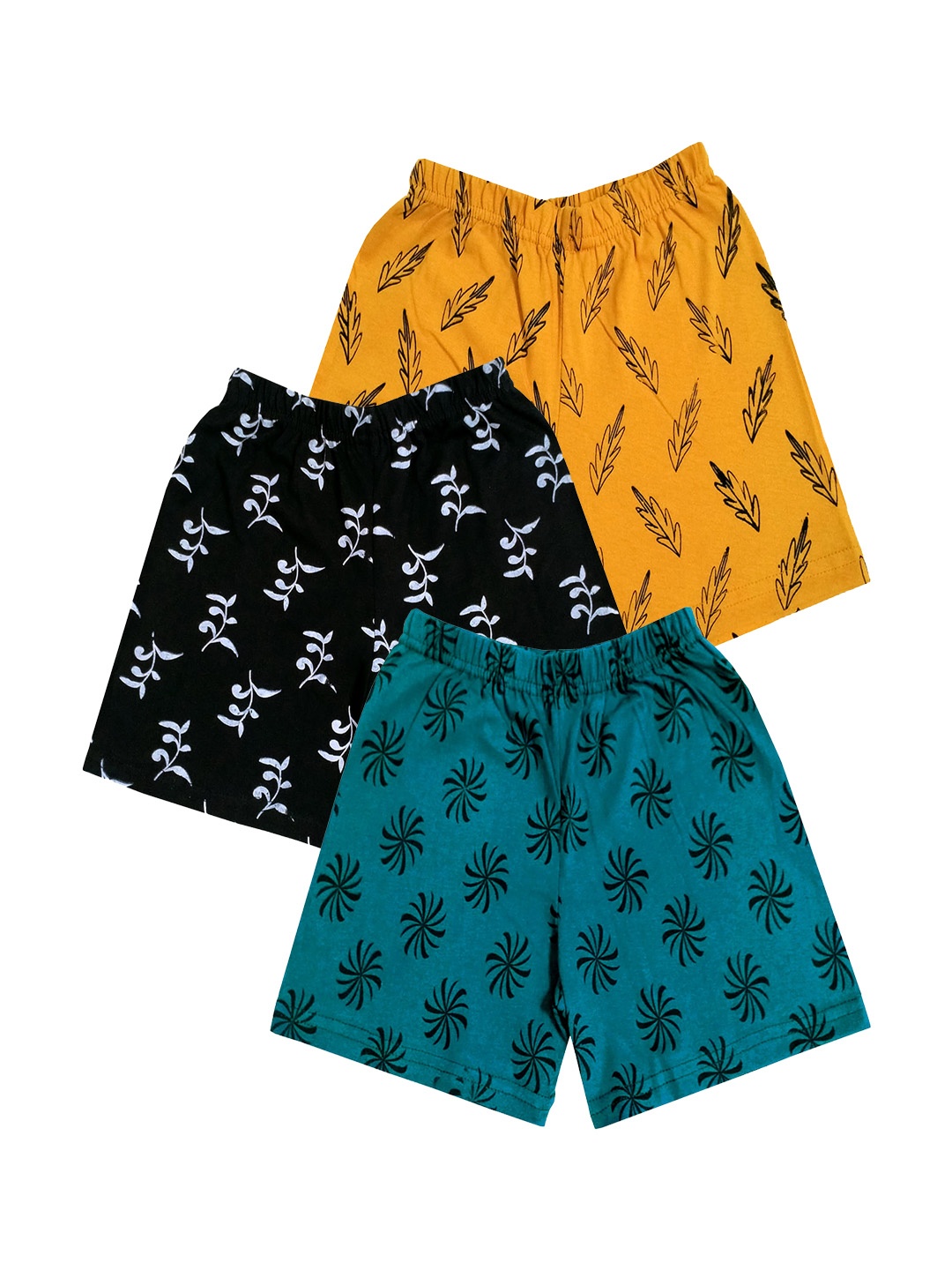 

IndiWeaves Girls Pack Of 3 Conversational Printed High-Rise Shorts, Orange