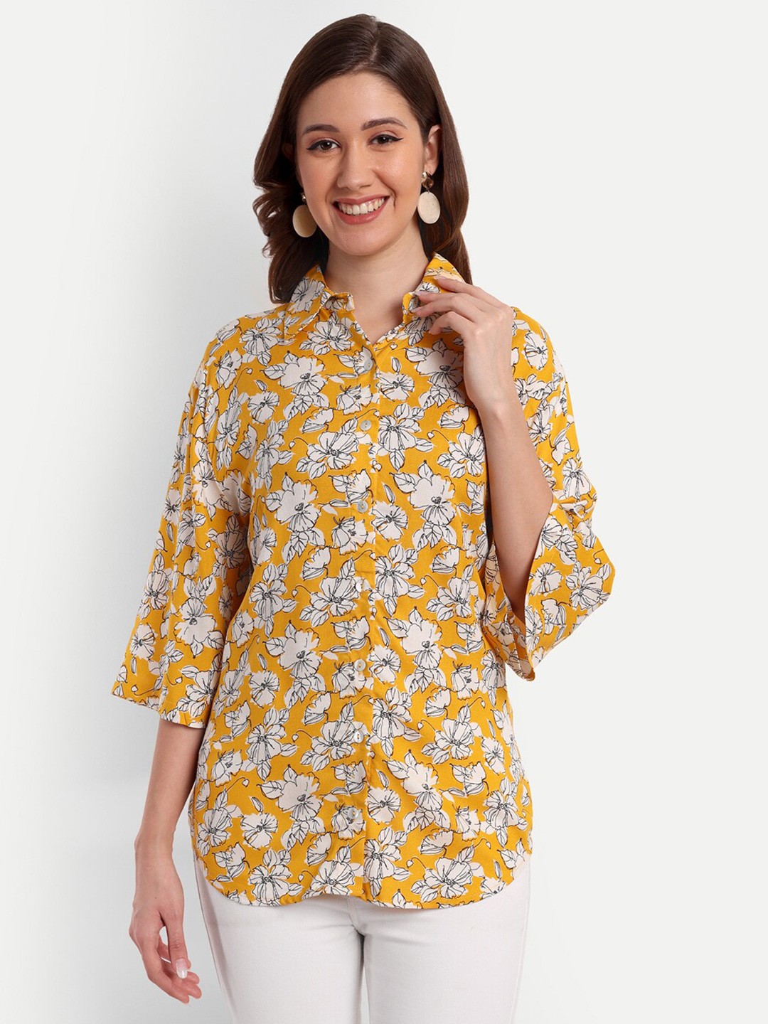 

Sttavoss Comfort Floral Printed Casual Shirt, Mustard