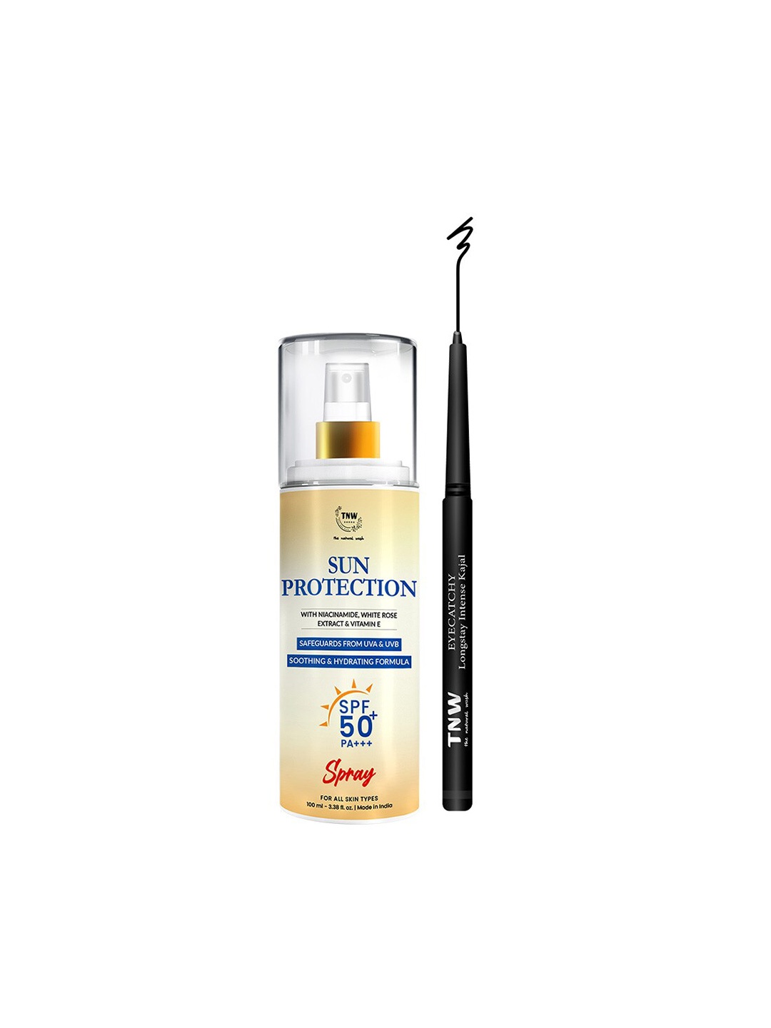 

TNW the natural wash Intense Kajal & Sun Protection Sunscreen Spf 50 Spray, Black