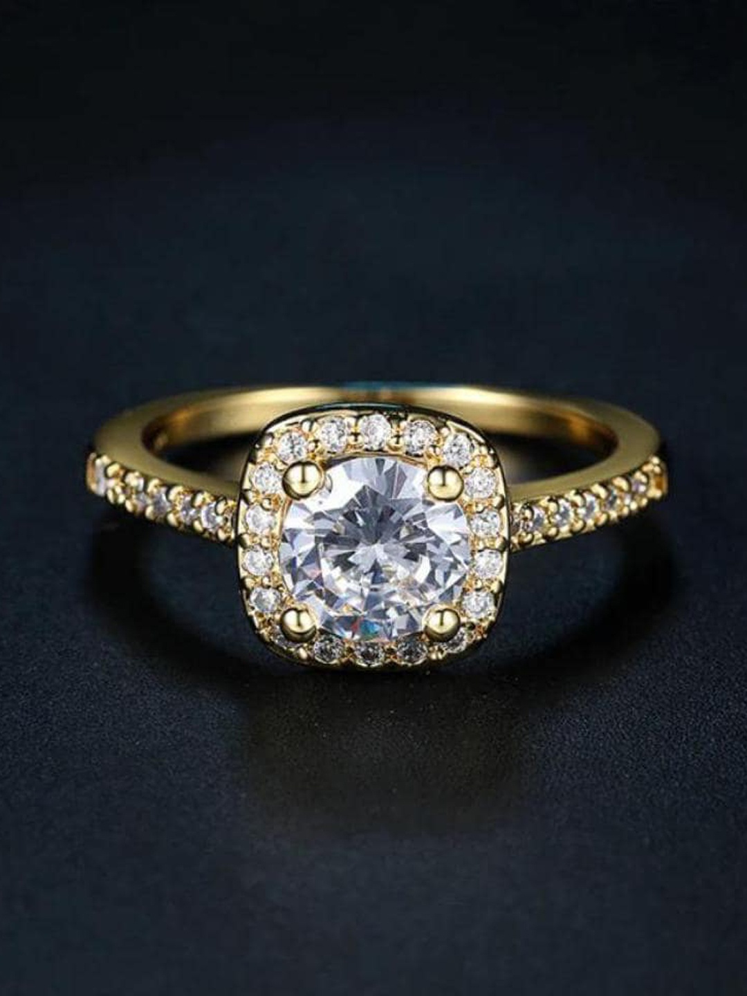 

MYKI Gold-Plated Cubic Zirconia-Studded Ring