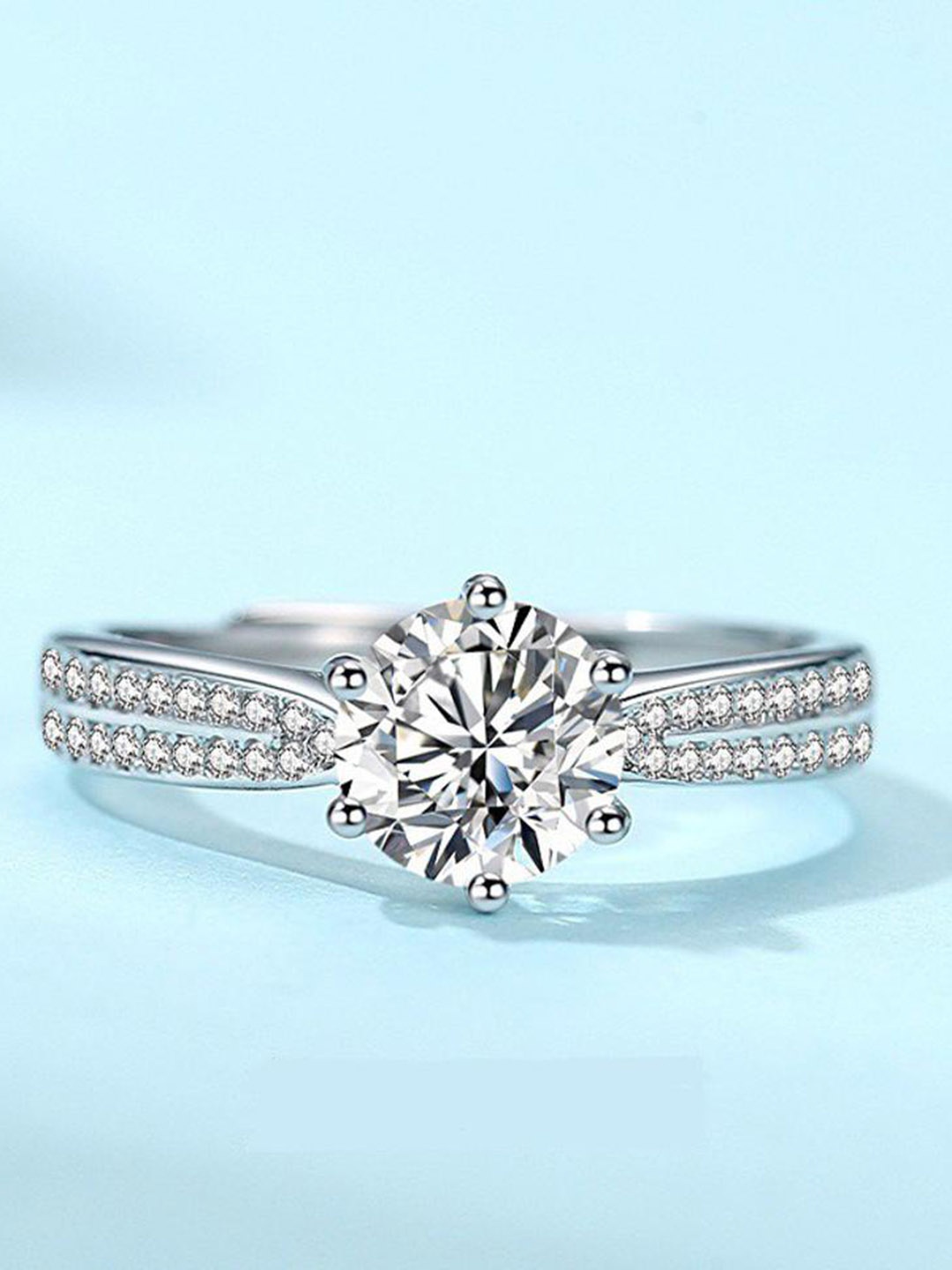 

MYKI Silver-Plated Princess Design CZ-Studded Finger Ring