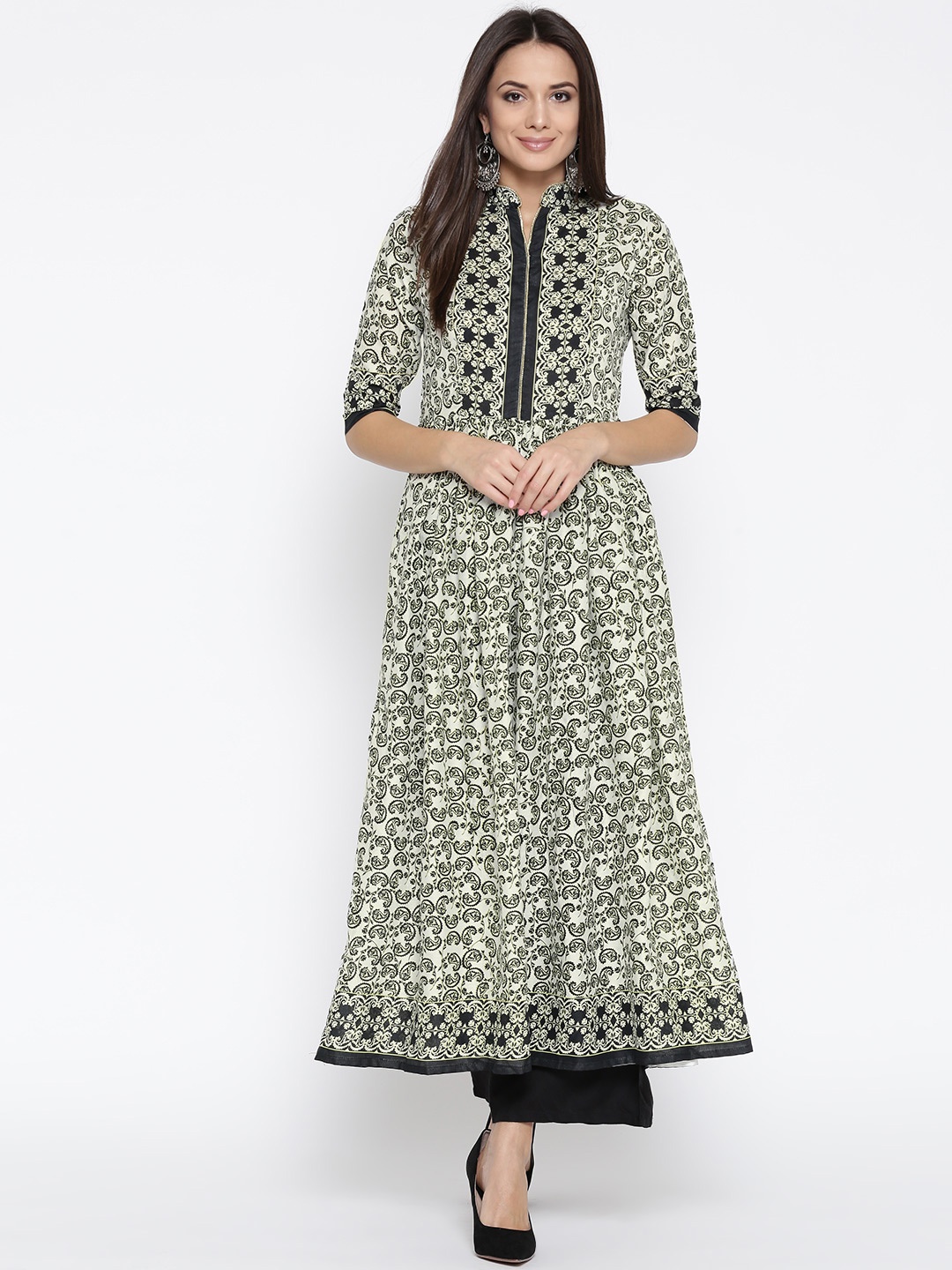

Sera Off White Printed Kurta with Viscose Rayon Palazzo