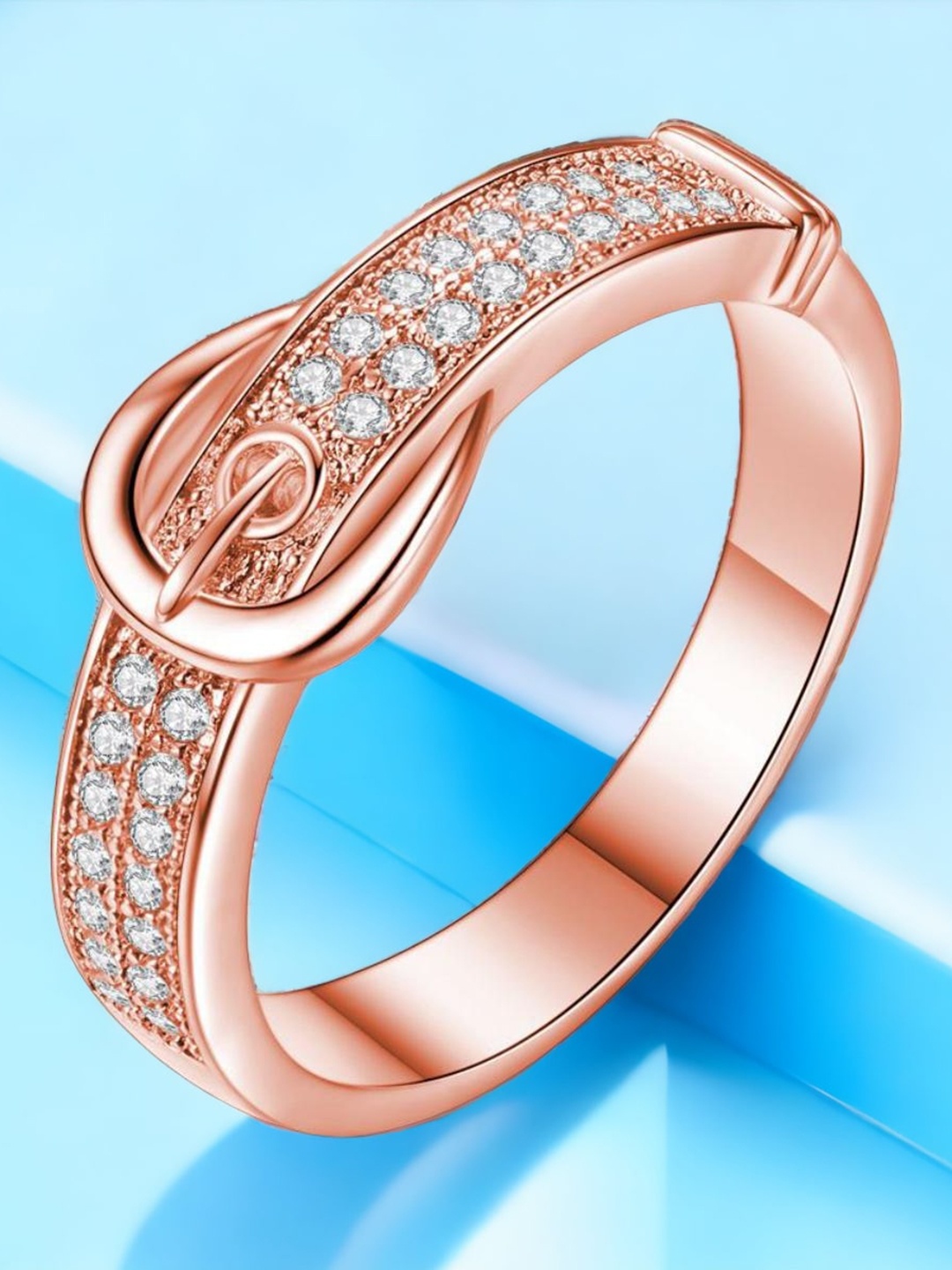 

MYKI Rose Gold-Plated CZ-Studded Finger Ring