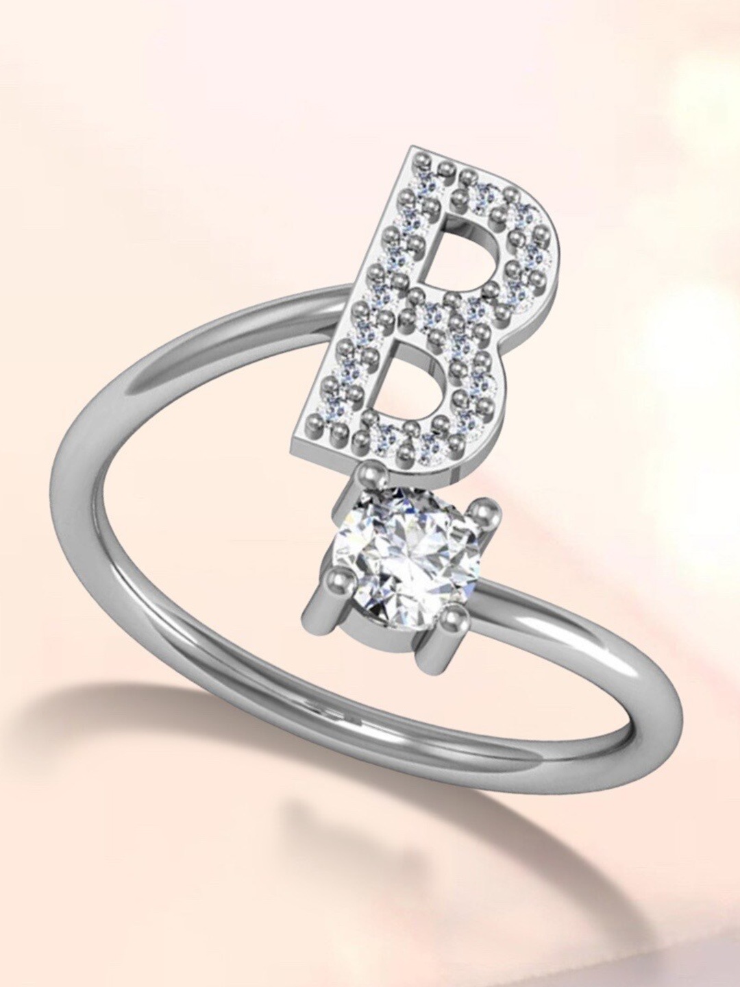 

MYKI Silver-Plated CZ-Studded Adjustable Finger Ring
