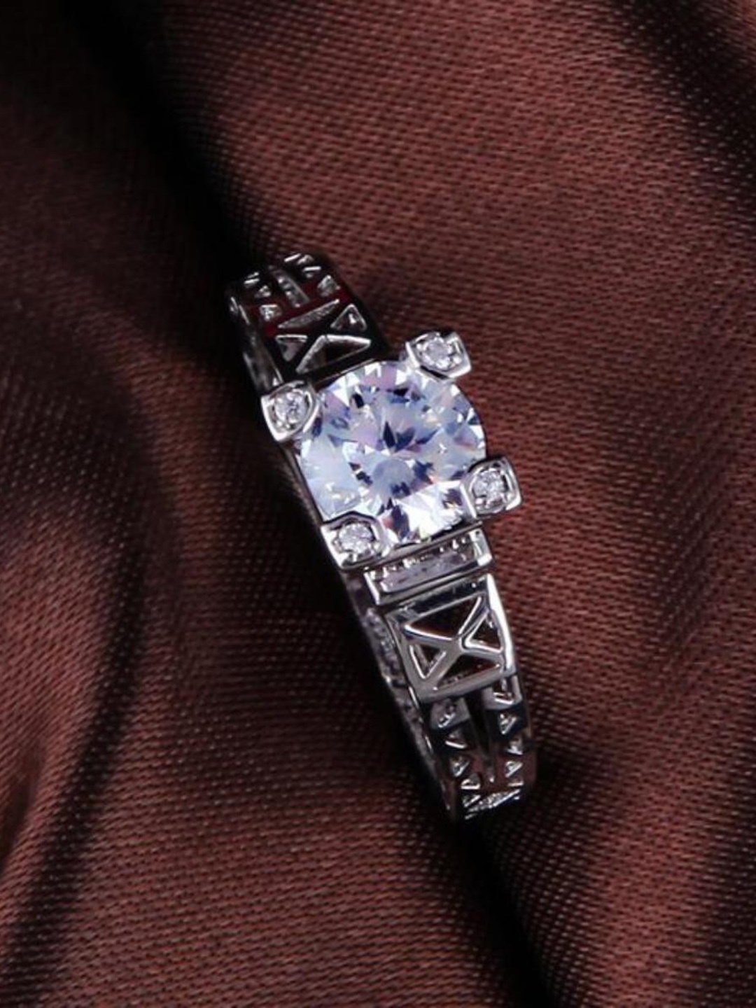 

MYKI Silver-Plated CZ-Studded Finger Ring